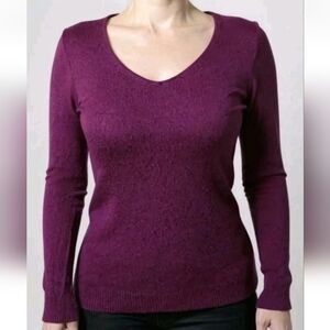 41 HAWTHORN Women's Fuschia/ Purple 100% Cashmere V Neck Sweater Pullover! S